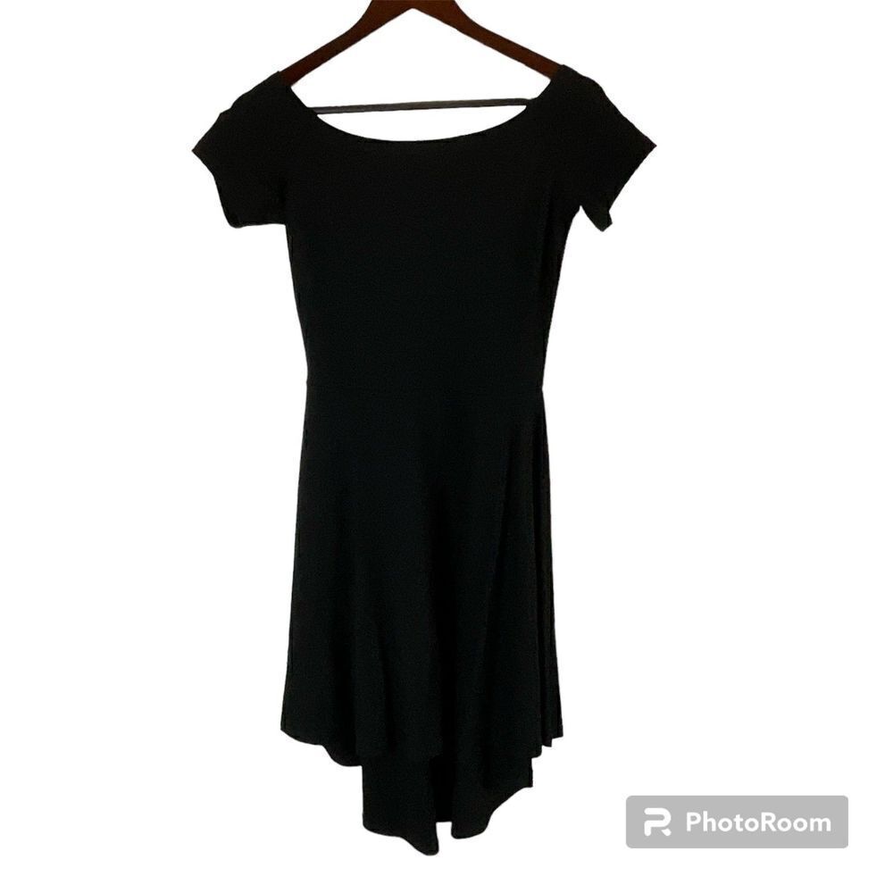 Sarin‎ Mathers Black Dress S Off The Shoulder Short Sleeve High Low Cocktail H2